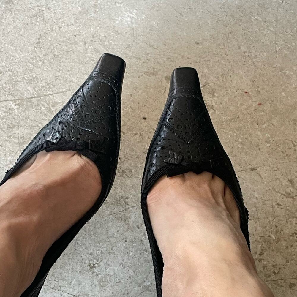 Prada 2003 archival low heel square toe pumps brogue heels leather shoes 38 - Picture 13 of 15